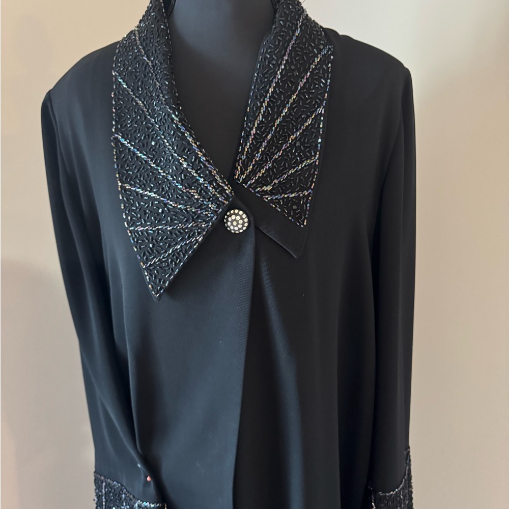 Elegant Black Women's Coat with Embellished Details